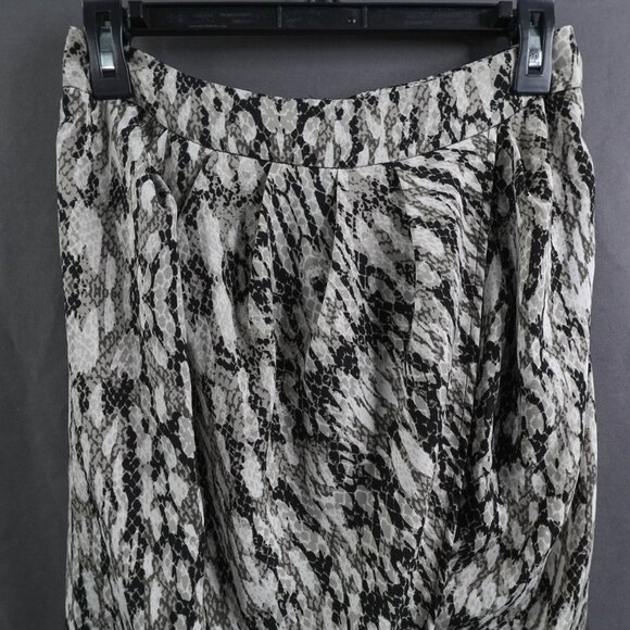 Womens Skirt 2 Gray Black Career Draped Faux Wrap Statement Effortless - Picture 2 of 10